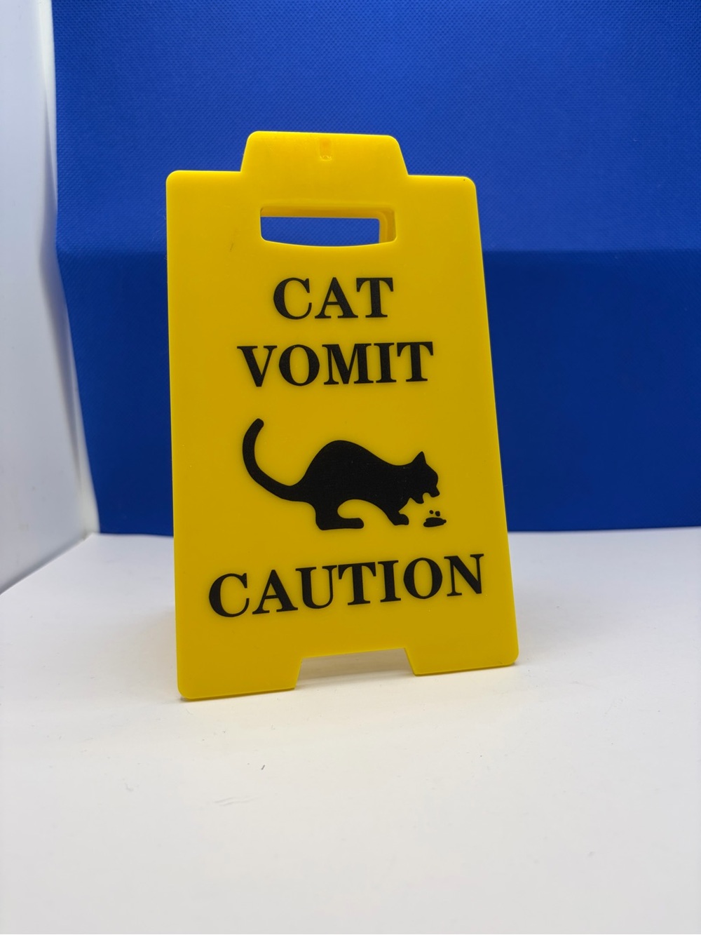 Cat Vomit Caution Sign - Yellow